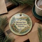 Sherman State Recreation Area Nebraska Watercolor Ceramic Ornament, Nebraska State Park Souvenir, Outdoor Lake Camping Gift — photo 5