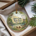 Silver Lake State Park New York Watercolor Ceramic Ornament, State Park Souvenir, Travel Keepsake, Holiday Tree Decor — photo 4