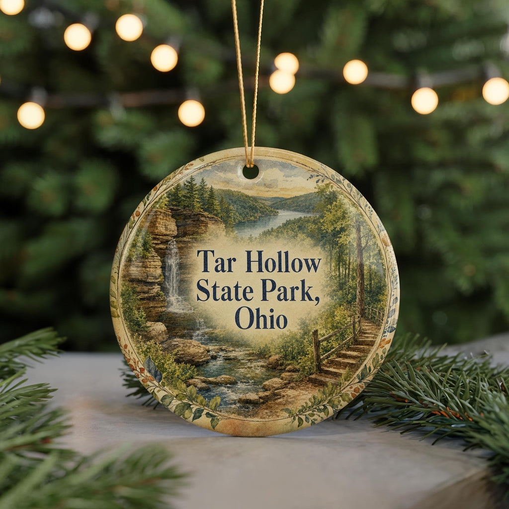 Tar Hollow State Park Ohio Ceramic Ornament, Watercolor Park Landscape Souvenir, Ohio State Park Keepsake Gift — photo 7