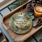 Strouds Run State Park Ohio Ceramic Ornament, Watercolor Park Landscape Souvenir, Athens Ohio Travel Keepsake Gift — photo 1
