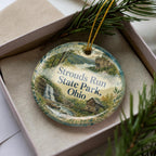 Strouds Run State Park Ohio Ceramic Ornament, Watercolor Park Landscape Souvenir, Athens Ohio Travel Keepsake Gift — photo 2