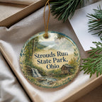Strouds Run State Park Ohio Ceramic Ornament, Watercolor Park Landscape Souvenir, Athens Ohio Travel Keepsake Gift — photo 4