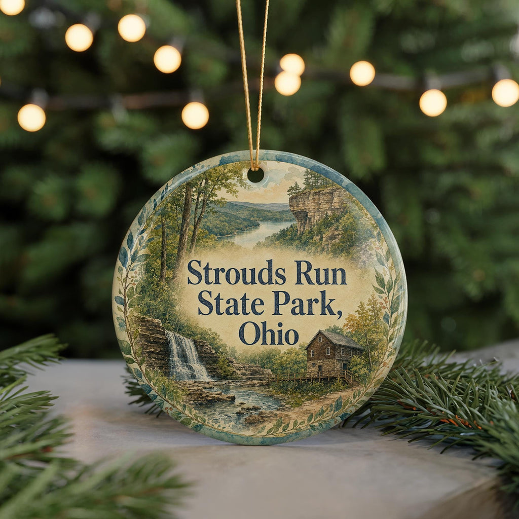 Strouds Run State Park Ohio Ceramic Ornament, Watercolor Park Landscape Souvenir, Athens Ohio Travel Keepsake Gift — photo 7