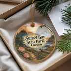 Sunset Bay State Park Oregon Watercolor Ceramic Ornament, Coastal Sunset Scene Souvenir Gift, Oregon Coast Keepsake Decor — photo 4