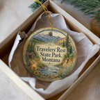 Travelers Rest State Park Montana Watercolor Ceramic Ornament, Montana State Park Souvenir, Travel Keepsake Gift — photo 3