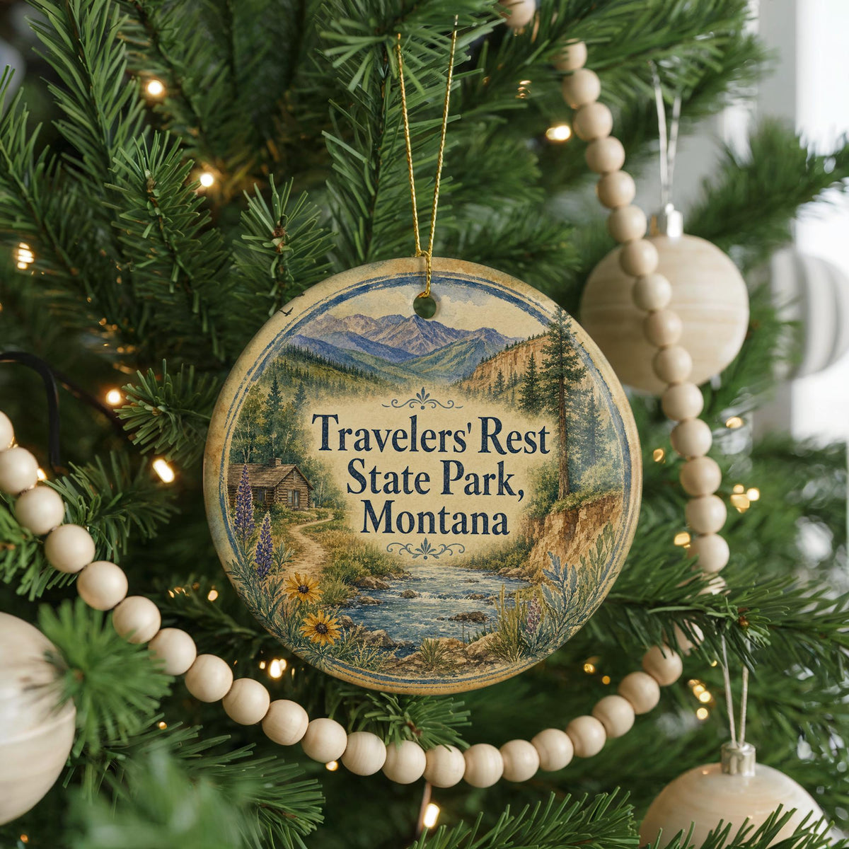 Travelers Rest State Park Montana Watercolor Ceramic Ornament, Montana State Park Souvenir, Travel Keepsake Gift — photo 6