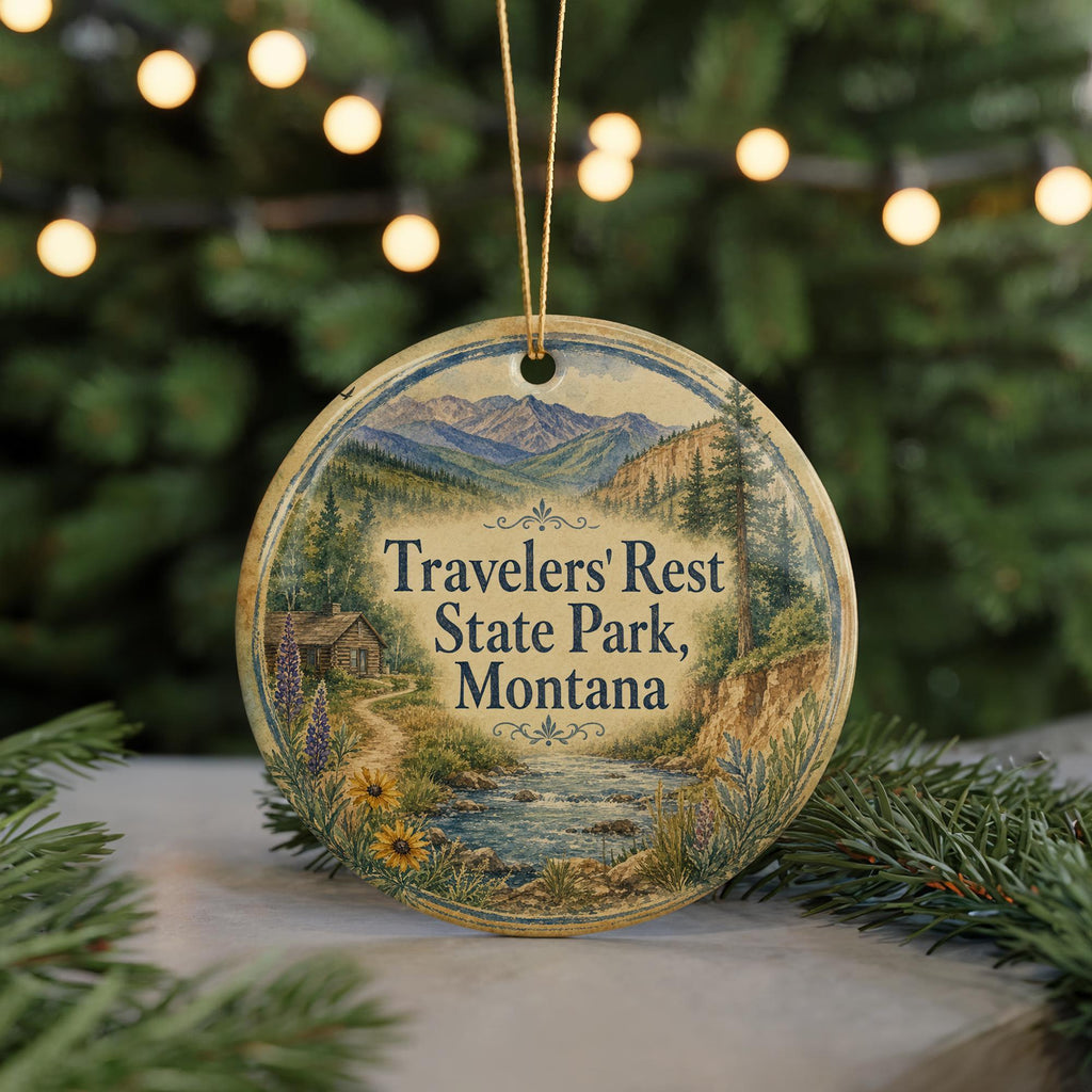Travelers Rest State Park Montana Watercolor Ceramic Ornament, Montana State Park Souvenir, Travel Keepsake Gift — photo 7