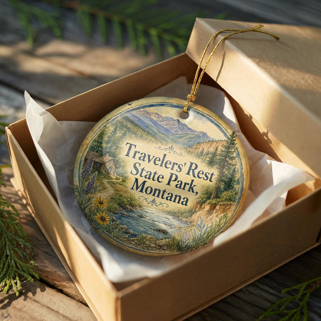 Travelers Rest State Park Montana Watercolor Ceramic Ornament, Montana State Park Souvenir, Travel Keepsake Gift — photo 8