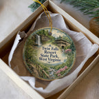 Twin Falls Resort State Park West Virginia Watercolor Ceramic Ornament, West Virginia State Park Souvenir Gift Decor — photo 3