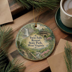 Twin Falls Resort State Park West Virginia Watercolor Ceramic Ornament, West Virginia State Park Souvenir Gift Decor — photo 5
