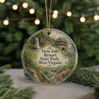 Twin Falls Resort State Park West Virginia Watercolor Ceramic Ornament, West Virginia State Park Souvenir Gift Decor — photo 7