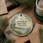 Verona Beach State Park New York Watercolor Ceramic Ornament, Oneida Lake State Park Souvenir Gift, Travel Keepsake Decor — photo 5