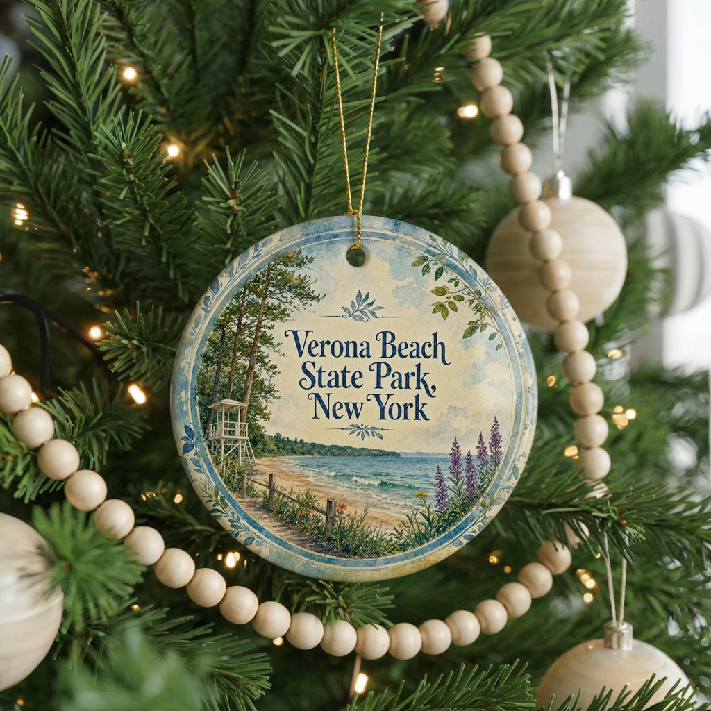 Verona Beach State Park New York Watercolor Ceramic Ornament, Oneida Lake State Park Souvenir Gift, Travel Keepsake Decor — photo 6