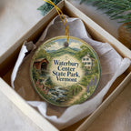 Waterbury Center State Park Vermont Watercolor Ceramic Ornament, Vermont State Park Souvenir, Lake & Mountain Keepsake Gift — photo 1