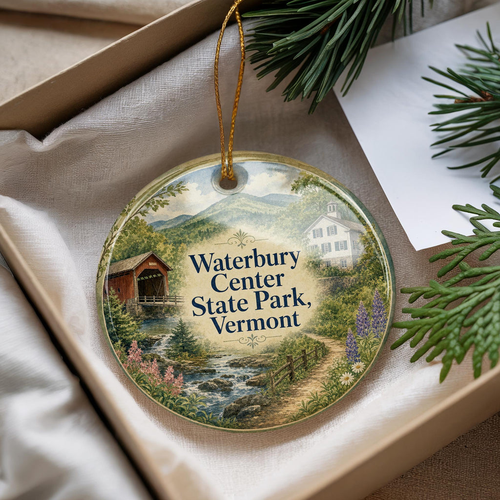 Waterbury Center State Park Vermont Watercolor Ceramic Ornament, Vermont State Park Souvenir, Lake & Mountain Keepsake Gift — photo 4