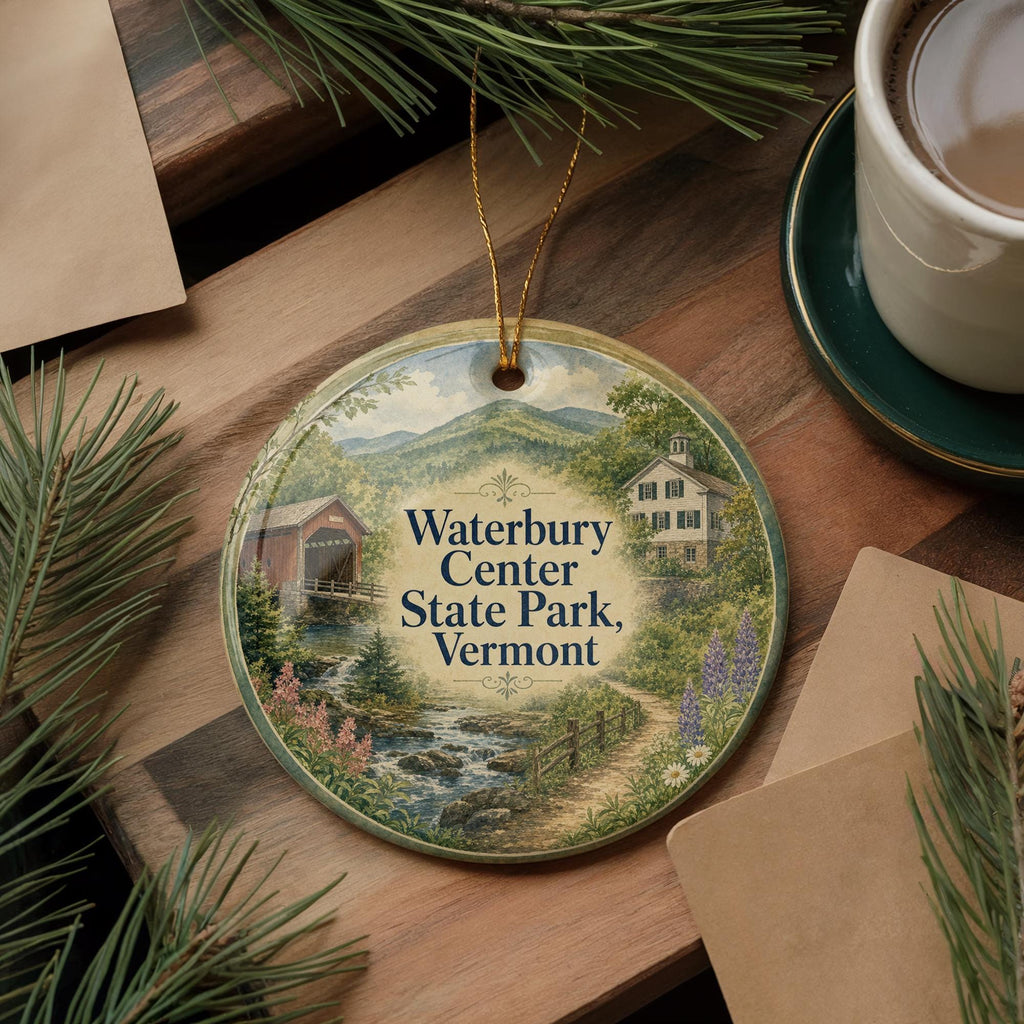 Waterbury Center State Park Vermont Watercolor Ceramic Ornament, Vermont State Park Souvenir, Lake & Mountain Keepsake Gift — photo 5