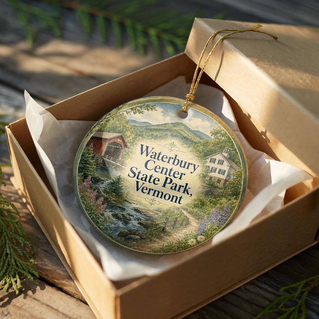 Waterbury Center State Park Vermont Watercolor Ceramic Ornament, Vermont State Park Souvenir, Lake & Mountain Keepsake Gift — photo 8