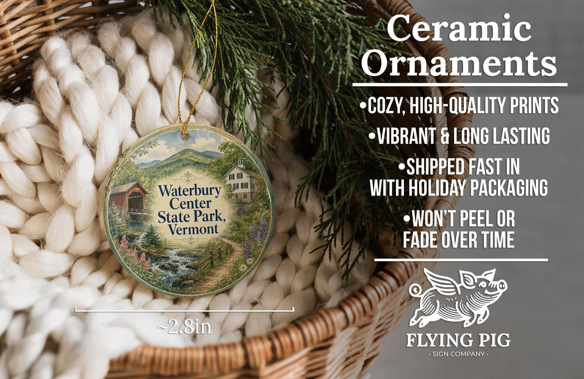 Waterbury Center State Park Vermont Watercolor Ceramic Ornament, Vermont State Park Souvenir, Lake & Mountain Keepsake Gift — photo 9