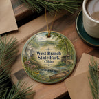 West Branch State Park Ohio Watercolor Ceramic Ornament, Ohio State Park Souvenir, Nature Travel Keepsake, Christmas Tree Decor — photo 5