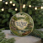West Branch State Park Ohio Watercolor Ceramic Ornament, Ohio State Park Souvenir, Nature Travel Keepsake, Christmas Tree Decor — photo 7
