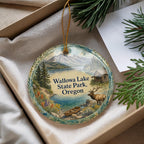 Wallowa Lake State Park Oregon Watercolor Ceramic Ornament, Wallowa Mountains Souvenir, Lake and Pine Trees Keepsake Gift — photo 4