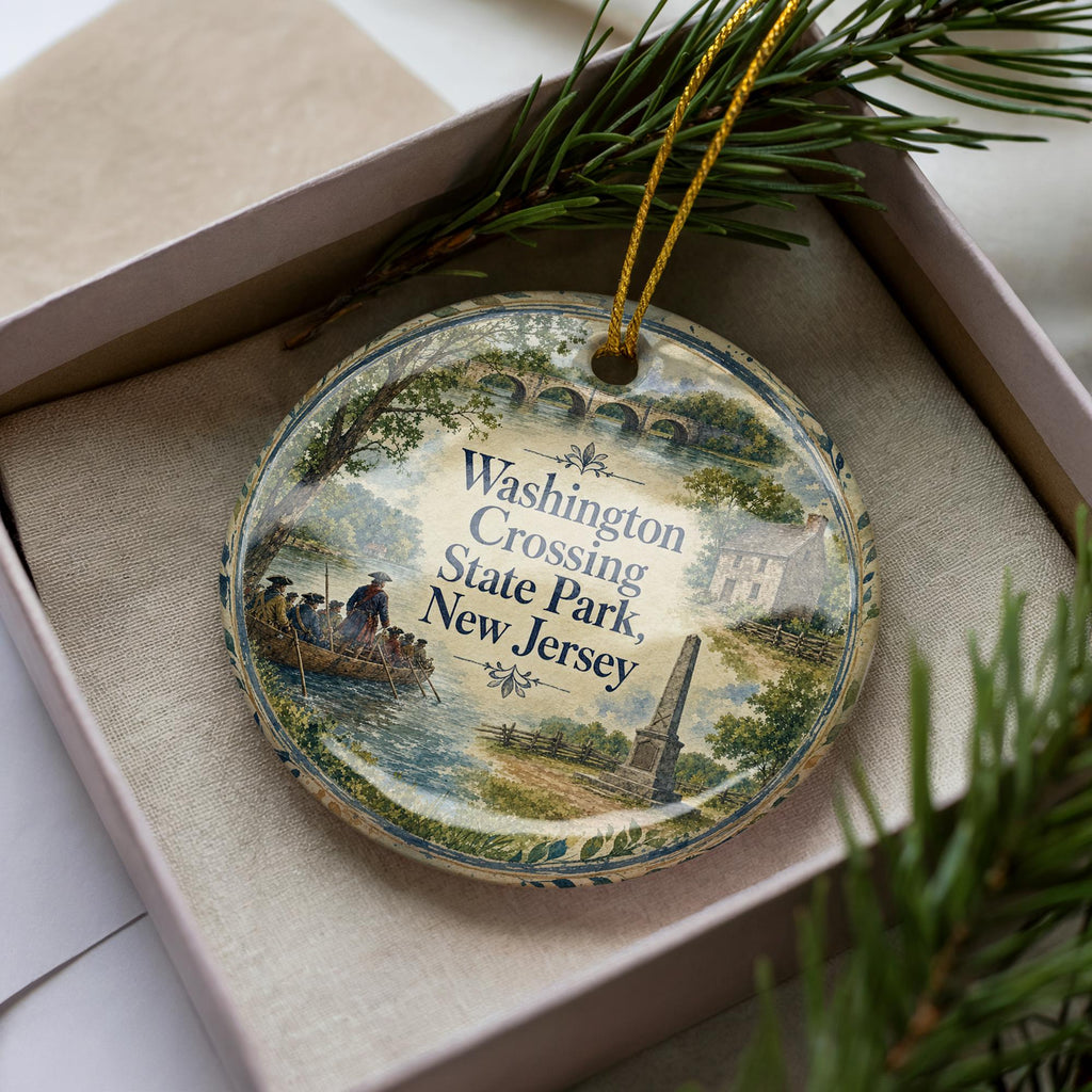 Washington Crossing State Park New Jersey Watercolor Ceramic Ornament, Historic Park Landscape Souvenir Gift, NJ Travel Keepsake — photo 3