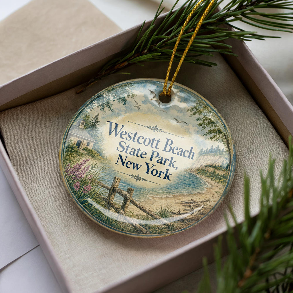 Westcott Beach State Park New York Watercolor Ceramic Ornament, Lake Ontario State Park Souvenir Keepsake Gift — photo 2