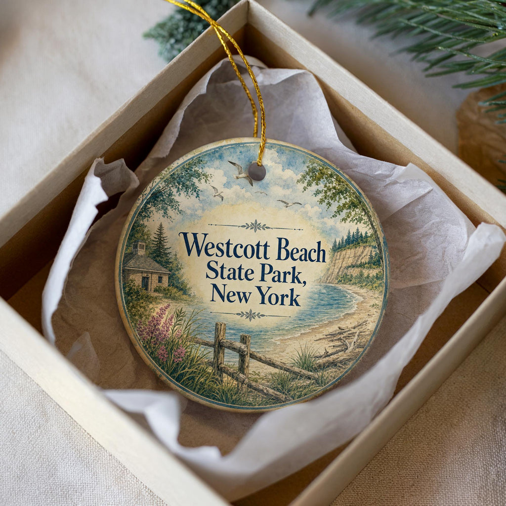 Westcott Beach State Park New York Watercolor Ceramic Ornament, Lake Ontario State Park Souvenir Keepsake Gift — photo 3