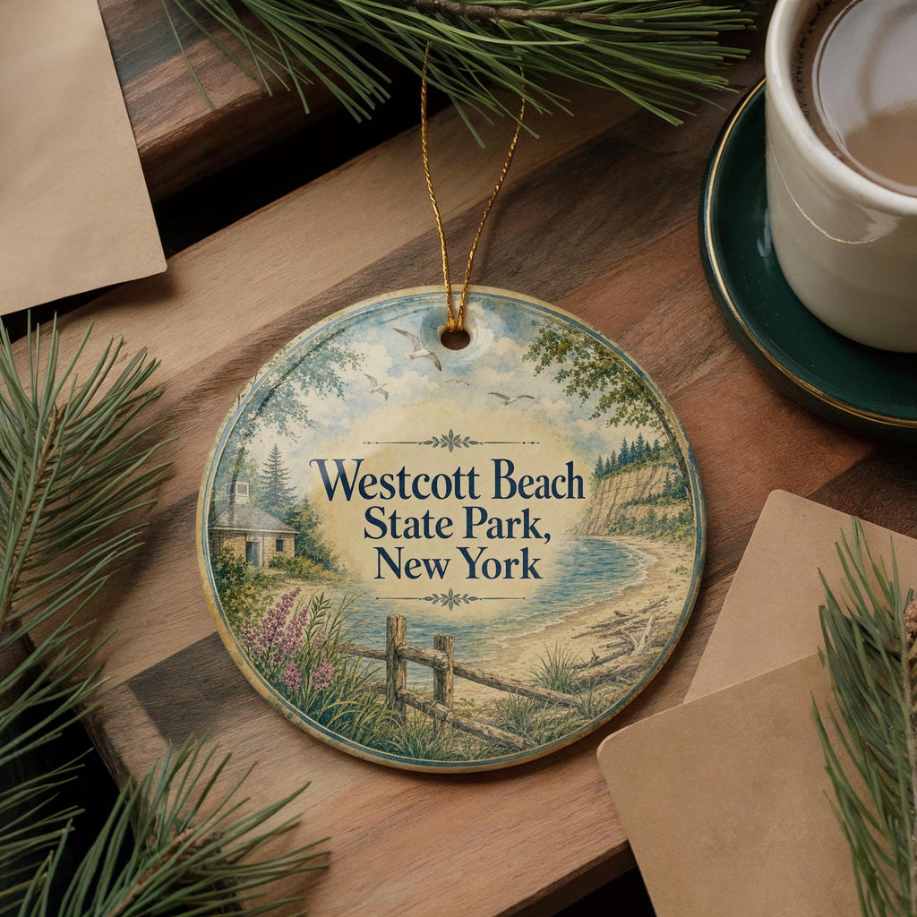 Westcott Beach State Park New York Watercolor Ceramic Ornament, Lake Ontario State Park Souvenir Keepsake Gift — photo 5