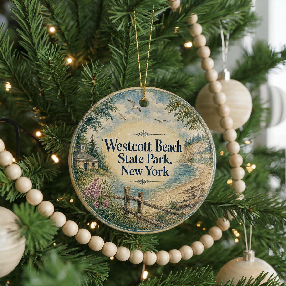 Westcott Beach State Park New York Watercolor Ceramic Ornament, Lake Ontario State Park Souvenir Keepsake Gift — photo 6