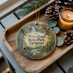Watercolor Woodford State Park Vermont Ceramic Ornament, Woodford State Park Souvenir, Vermont Travel Keepsake Ornament — photo 2