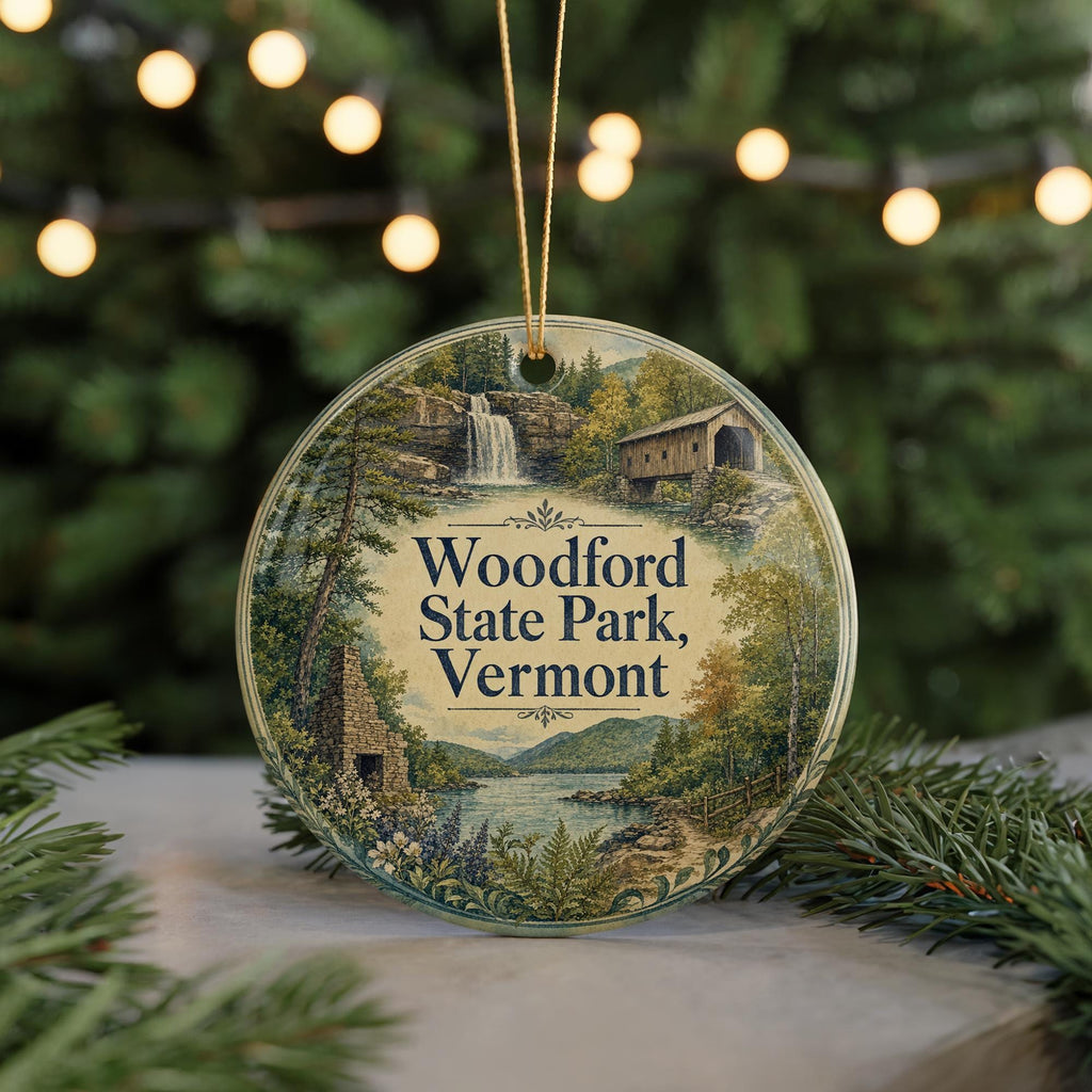 Watercolor Woodford State Park Vermont Ceramic Ornament, Woodford State Park Souvenir, Vermont Travel Keepsake Ornament — photo 7