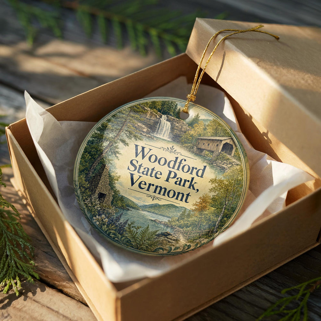Watercolor Woodford State Park Vermont Ceramic Ornament, Woodford State Park Souvenir, Vermont Travel Keepsake Ornament — photo 8