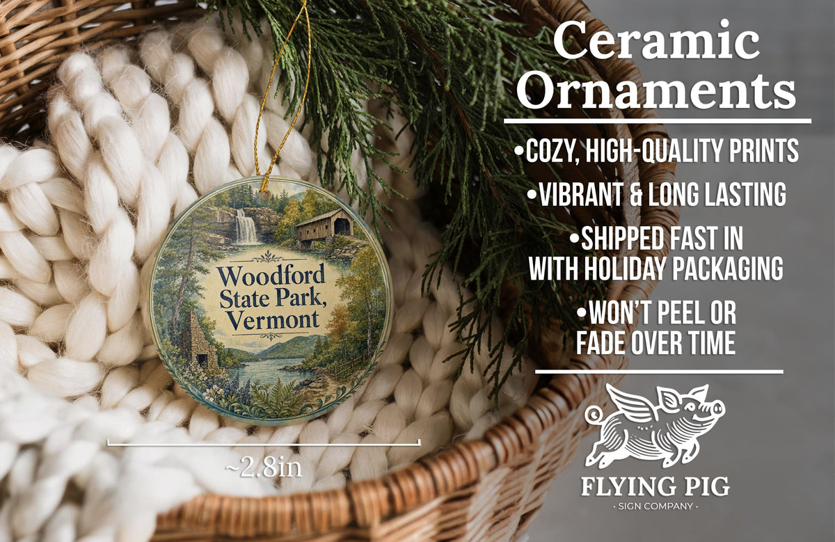 Watercolor Woodford State Park Vermont Ceramic Ornament, Woodford State Park Souvenir, Vermont Travel Keepsake Ornament — photo 9