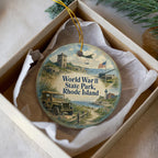 World War II State Park Rhode Island Watercolor Ceramic Ornament, WWII Memorial Park Souvenir, Rhode Island Travel Gift — photo 2