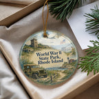 World War II State Park Rhode Island Watercolor Ceramic Ornament, WWII Memorial Park Souvenir, Rhode Island Travel Gift — photo 4