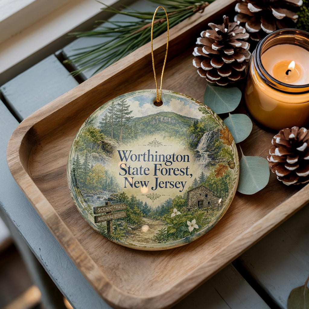 Worthington State Forest New Jersey Watercolor Ceramic Ornament, Delaware Water Gap Nature Park Souvenir Gift — photo 2