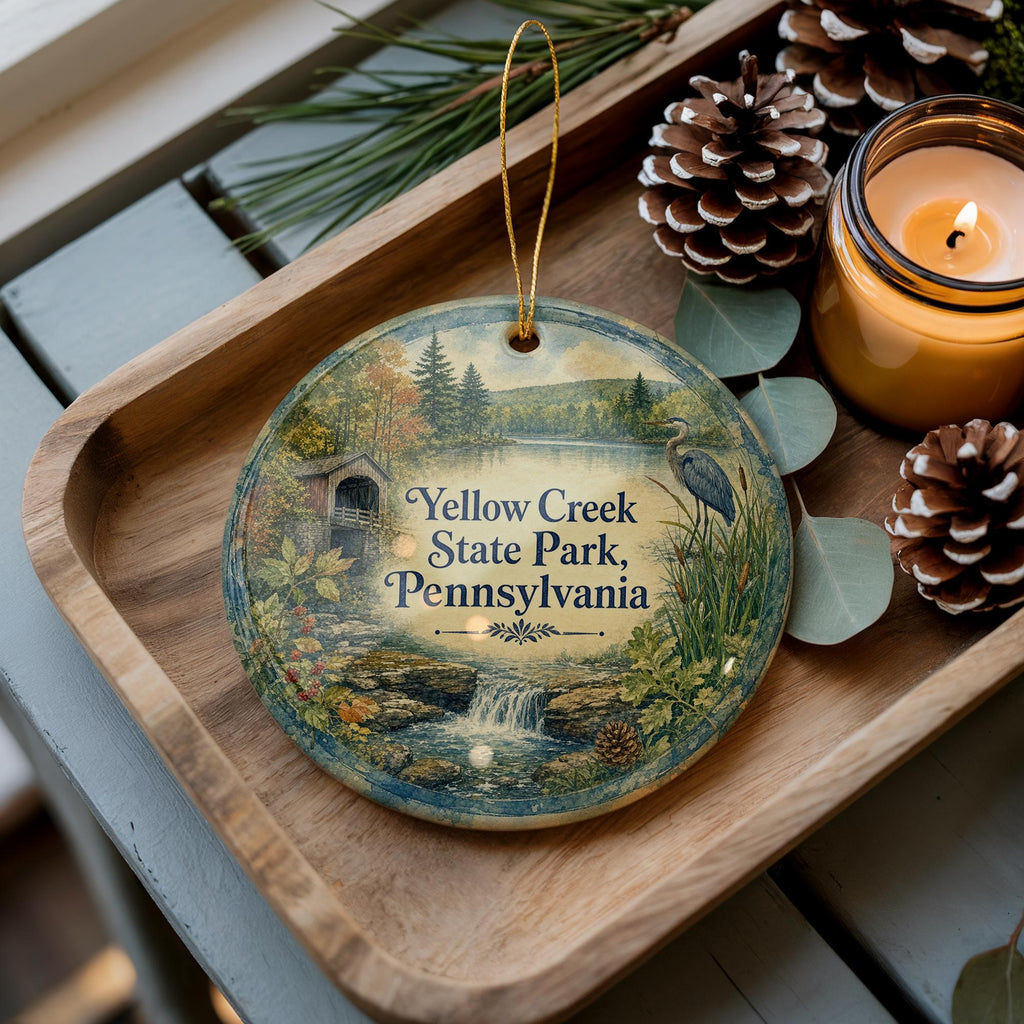 Yellow Creek State Park Pennsylvania Watercolor Ceramic Ornament, PA State Park Souvenir, Travel Keepsake Gift — photo 2