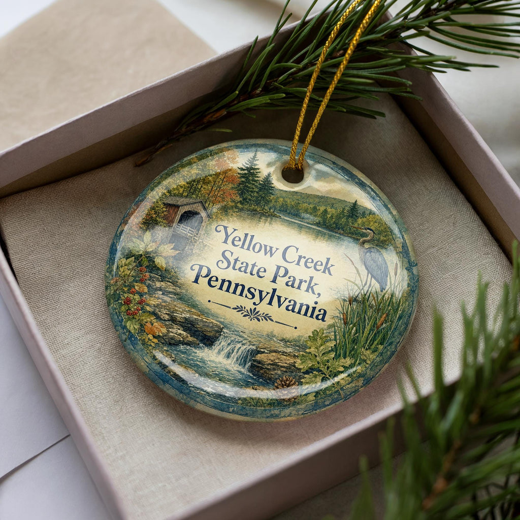 Yellow Creek State Park Pennsylvania Watercolor Ceramic Ornament, PA State Park Souvenir, Travel Keepsake Gift — photo 3