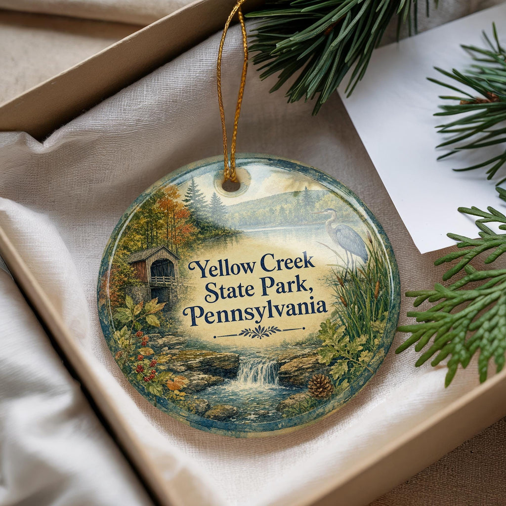 Yellow Creek State Park Pennsylvania Watercolor Ceramic Ornament, PA State Park Souvenir, Travel Keepsake Gift — photo 4