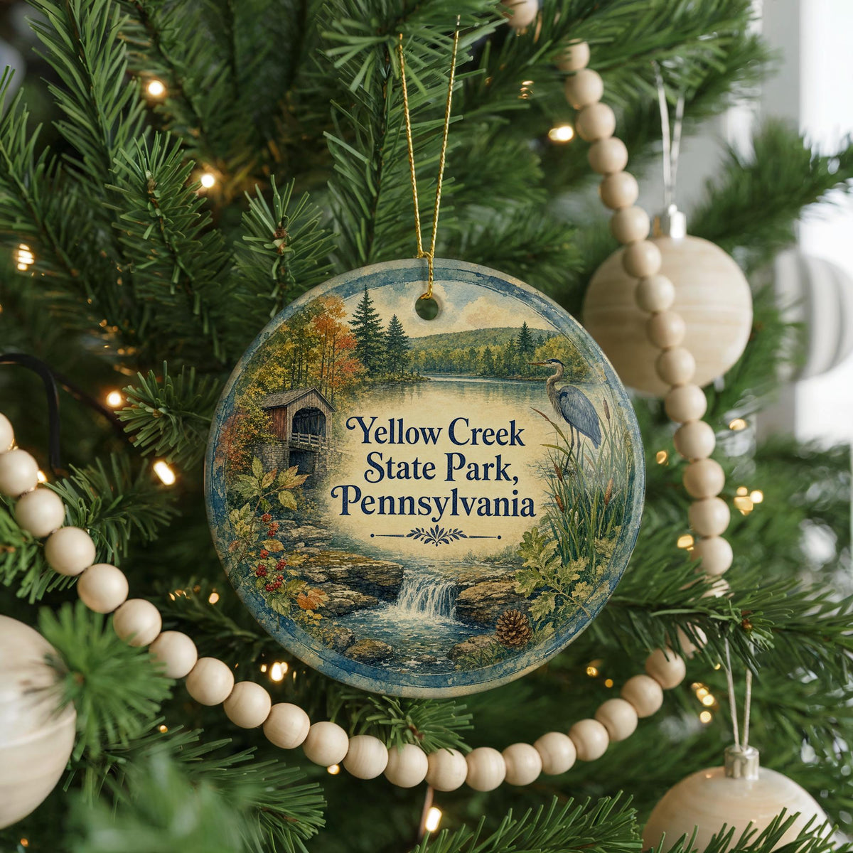 Yellow Creek State Park Pennsylvania Watercolor Ceramic Ornament, PA State Park Souvenir, Travel Keepsake Gift — photo 6
