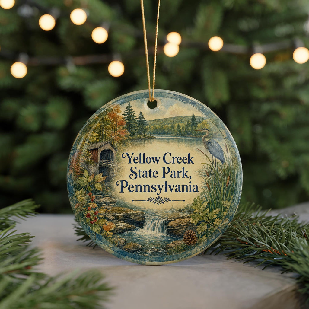 Yellow Creek State Park Pennsylvania Watercolor Ceramic Ornament, PA State Park Souvenir, Travel Keepsake Gift — photo 7