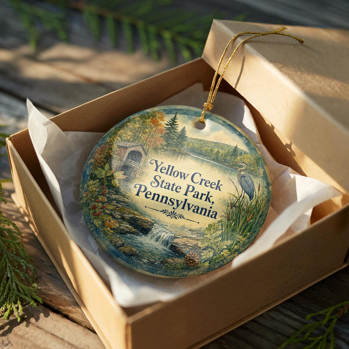 Yellow Creek State Park Pennsylvania Watercolor Ceramic Ornament, PA State Park Souvenir, Travel Keepsake Gift — photo 8