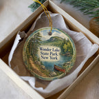 Wonder Lake State Park New York Watercolor Ceramic Ornament, Wonder Lake NY Park Souvenir, Travel Keepsake Gift — photo 2