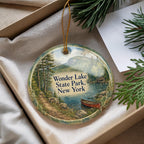 Wonder Lake State Park New York Watercolor Ceramic Ornament, Wonder Lake NY Park Souvenir, Travel Keepsake Gift — photo 4