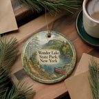 Wonder Lake State Park New York Watercolor Ceramic Ornament, Wonder Lake NY Park Souvenir, Travel Keepsake Gift — photo 5
