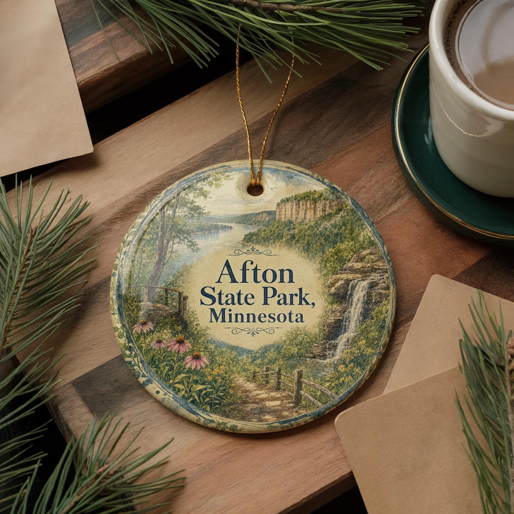 Afton State Park Minnesota Watercolor Ceramic Ornament, Scenic State Park Souvenir, Minnesota Nature Travel Keepsake Gift — photo 5