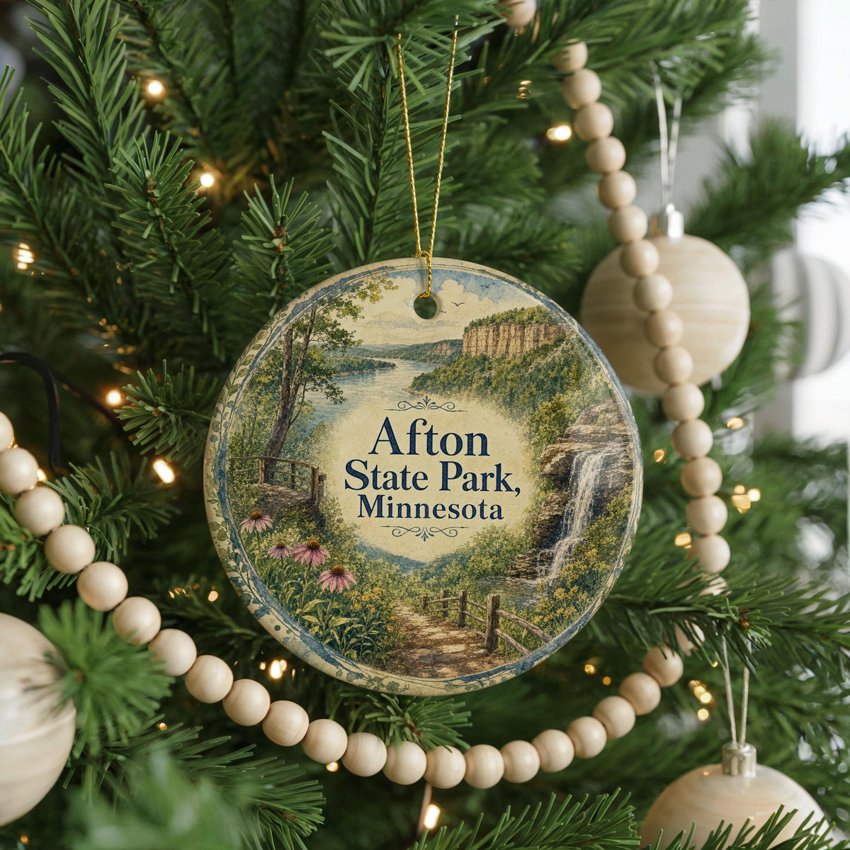 Afton State Park Minnesota Watercolor Ceramic Ornament, Scenic State Park Souvenir, Minnesota Nature Travel Keepsake Gift — photo 6