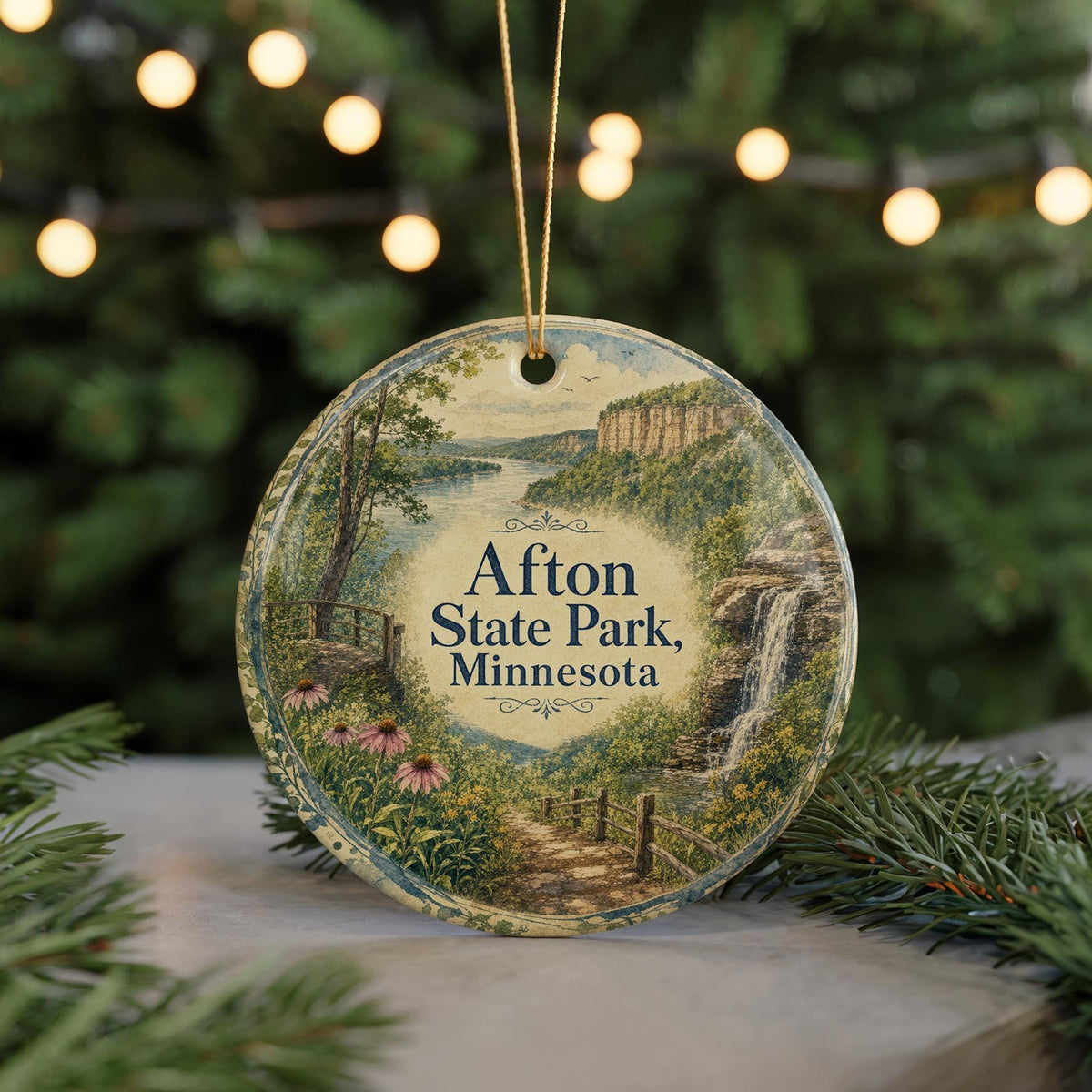 Afton State Park Minnesota Watercolor Ceramic Ornament, Scenic State Park Souvenir, Minnesota Nature Travel Keepsake Gift — photo 7