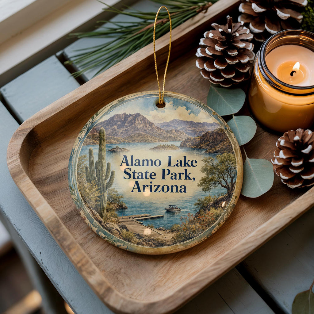 Alamo Lake State Park Arizona Ceramic Ornament, Watercolor Park Landscape Souvenir, Travel Keepsake Gift — photo 1